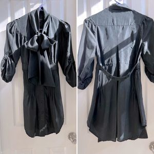 Vintage Ted Baker black silk neck tie button dress - size 0